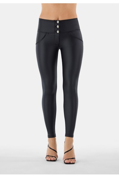 WR.UP® skinny push up hlače iz ekološkega usnja z visokim pasom in gumbi, FW25