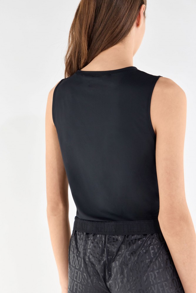 Majica s prepletanjem na sprednji strani in žakardnim trakom zadaj