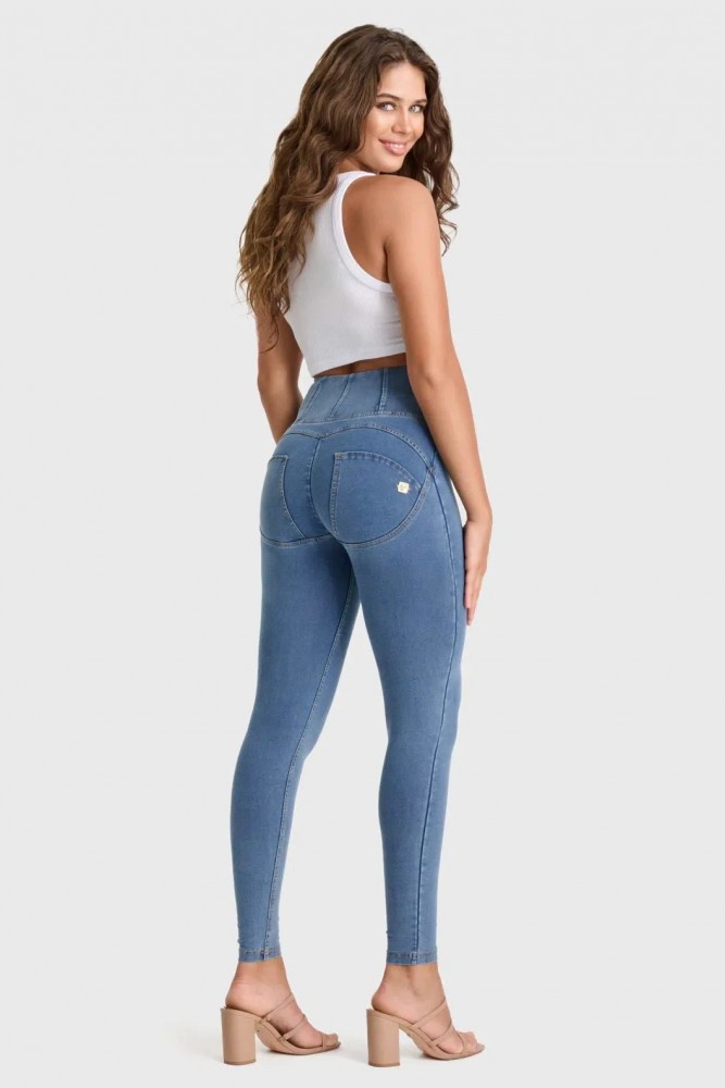 WR.UP®, VISOK PAS, SKINNY, IZ EKOLOŠKE  TKANINE Z DENIM EFEKTOM, SVETLO SPRANE