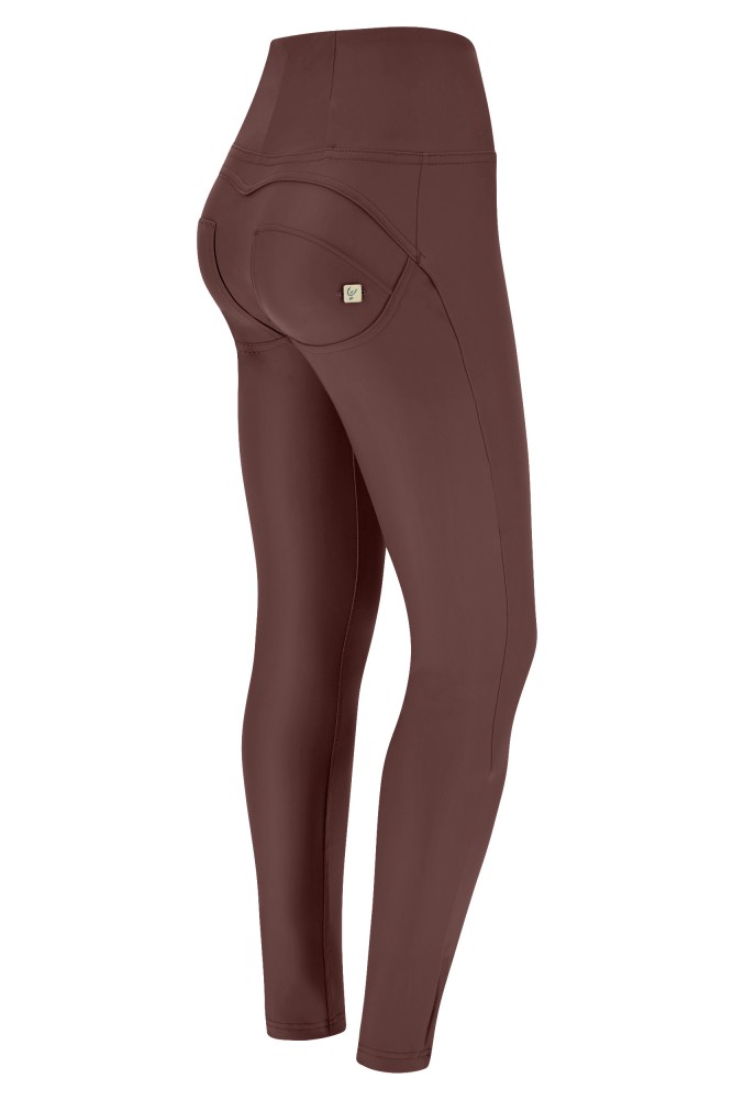 WR.UP® SKINNY HLAČE IZ EKOLOŠKEGA USNJA V VISOKEM PASU, RJAVE