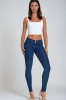 WR.UP ®, NORMALEN PAS, SKINNY, IZ EKOLOŠKE  TKANINE,  TEMEN DENIM Z RUMENIMI ŠIVI
