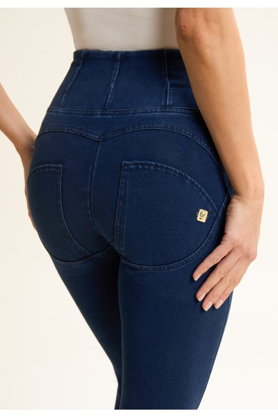 WR.UP® traper, visoki struk, normalna dužina, s patentnim zatvaračem, tamno plave s plavim šavovima