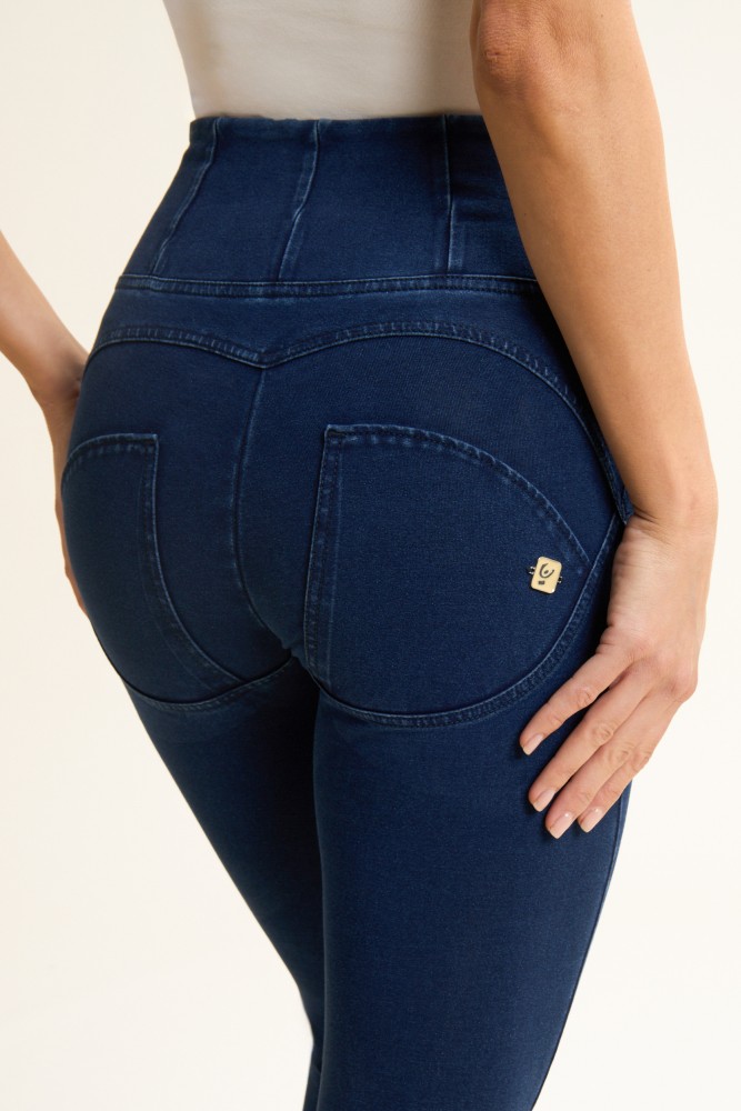 WR.UP® traper, visoki struk, normalna dužina, s patentnim zatvaračem, tamno plave s plavim šavovima