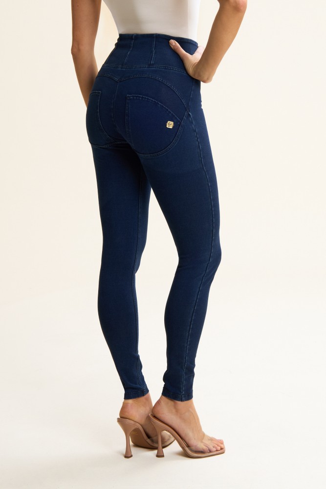 WR.UP® traper, visoki struk, normalna dužina, s patentnim zatvaračem, tamno plave s plavim šavovima