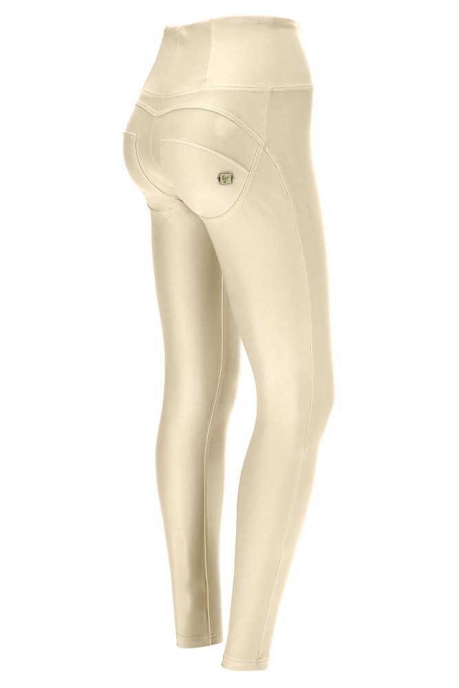 WR.UP® push up, superskinny hlače iz umetnega usnja z visokim pasom