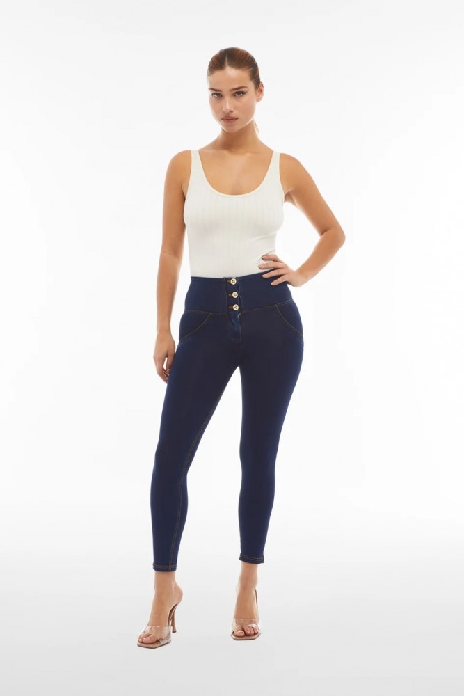 WR.UP® 7/8 Push Up Superskinny hlače s visokim strukom i gumbima