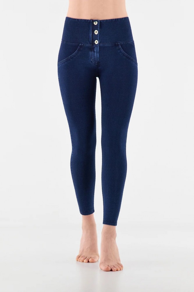 WR.UP® Push Up skinny hlače z visokim pasom in gumbi,7/8