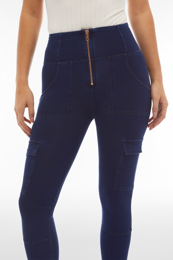 WR.UP® kargo hlače s visokim strukom i dužinom 7/8, tamni traper