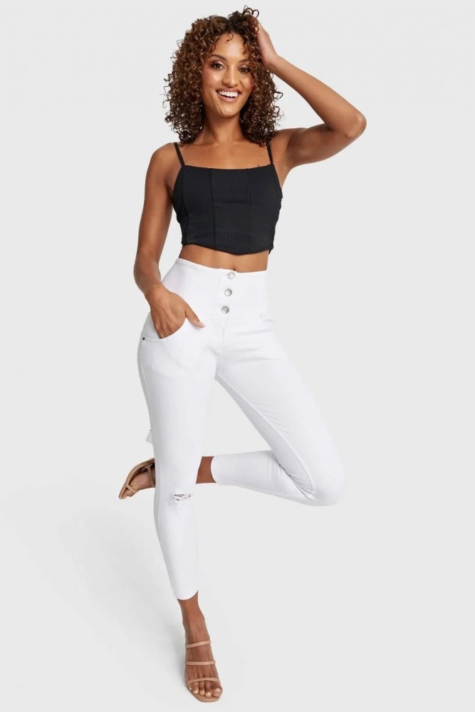 WR.UP® SKINNY PUSH UP BIJELE HLAČE, VISOK PAS